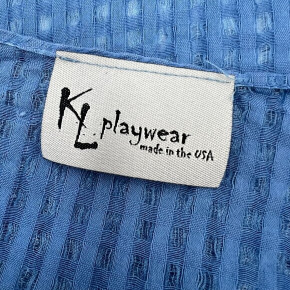 KL Playwear OS Wide Cut Lightweight Tunic Top Dusty Blue Cotton Boxy Minimalist - Picture 2 of 15